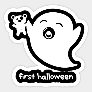 cute ghost - Baby Boo – first Halloween (white on black) Sticker